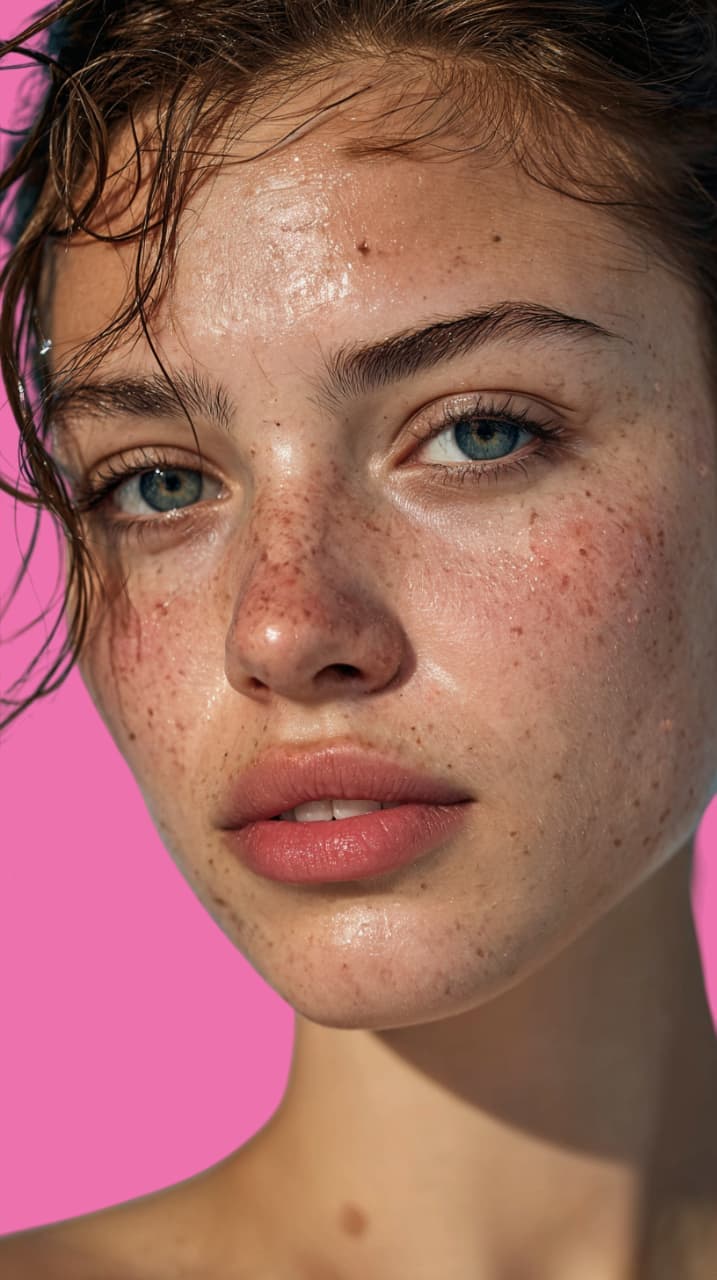 AI portrait of a woman after realistic skin texture correction
