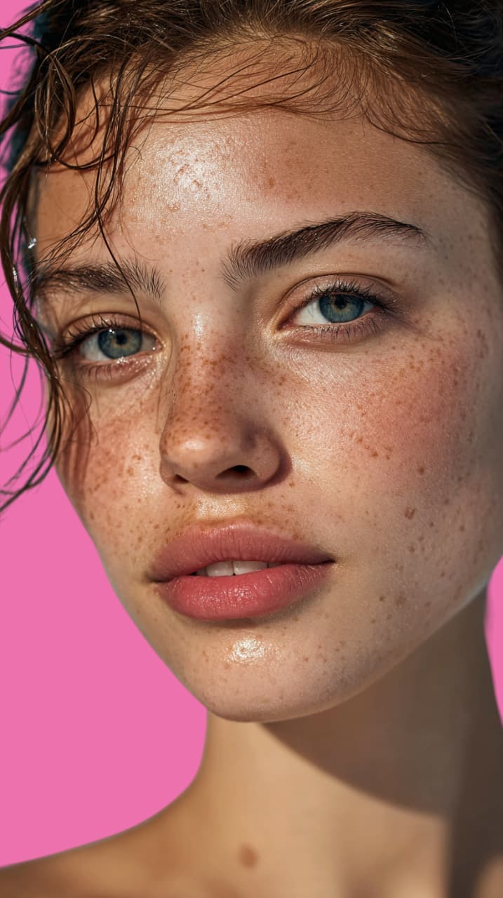 AI portrait of a woman before skin texture correction